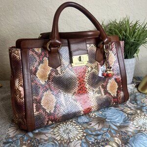 BRAHMIN ANNABELLE MULTI-COLOR ANACONDA SATCHEL Crossbody Purse